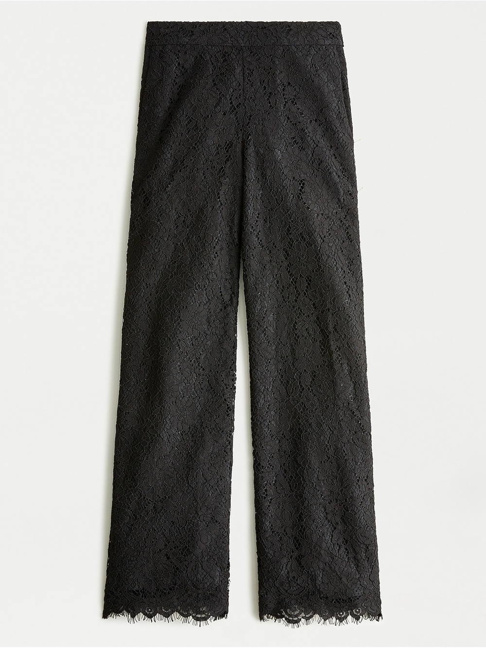 J. Crew Women’s Black Lace Pull On Straight Leg Pants Size 4 Lined With Pockets